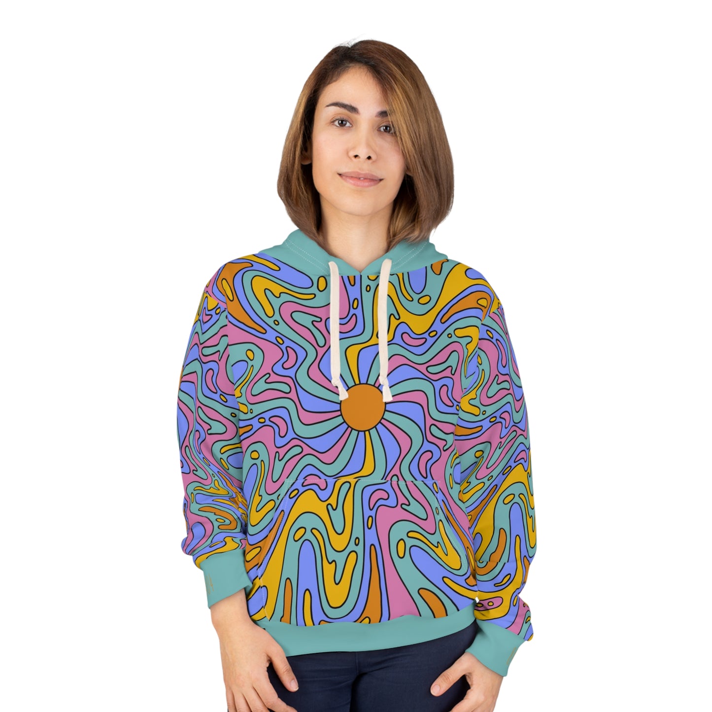 8404's Unisex Adult "A Trip Under the Sun in Teal" Fashion Pullover Hoodie