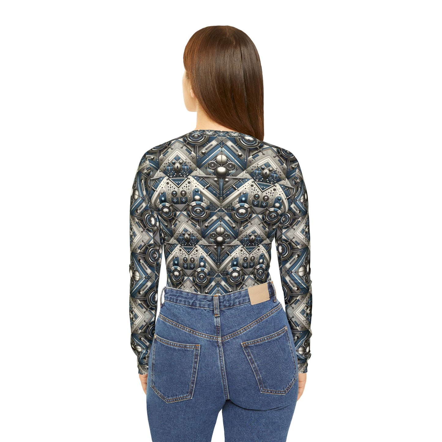 Tech Utility Fusion Tech-Forward Utility With a Futuristic Edge Women's Long Sleeve V-Neck Shirt - 8404 Design-63