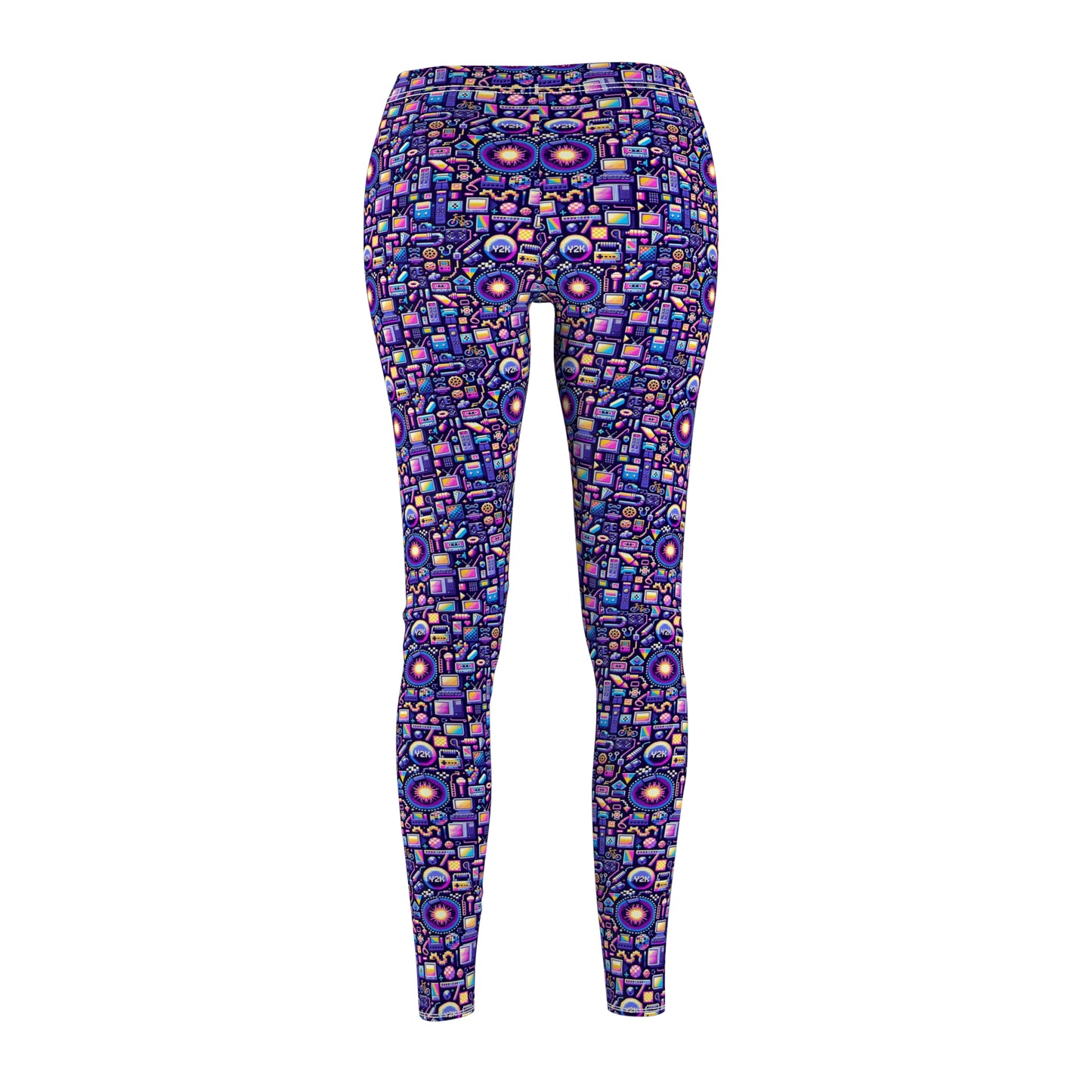 Digital Nostalgia Modern Retro Fusion Women's Cut & Sew Casual Leggings - 8404 Design-64