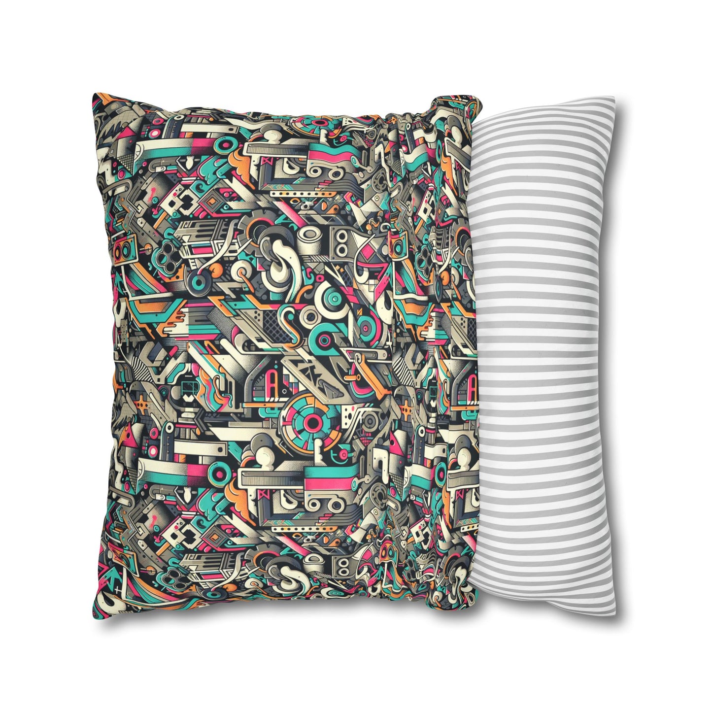 Digital Street Art Urban Street Style Faux Suede Square Pillowcase - 8404 Design-74