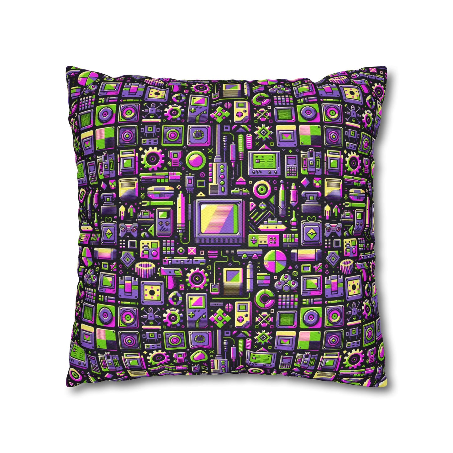 Digital Nostalgia Remix Modern Vintage Fusion Spun Polyester Square Pillowcase - 8404 Design-67