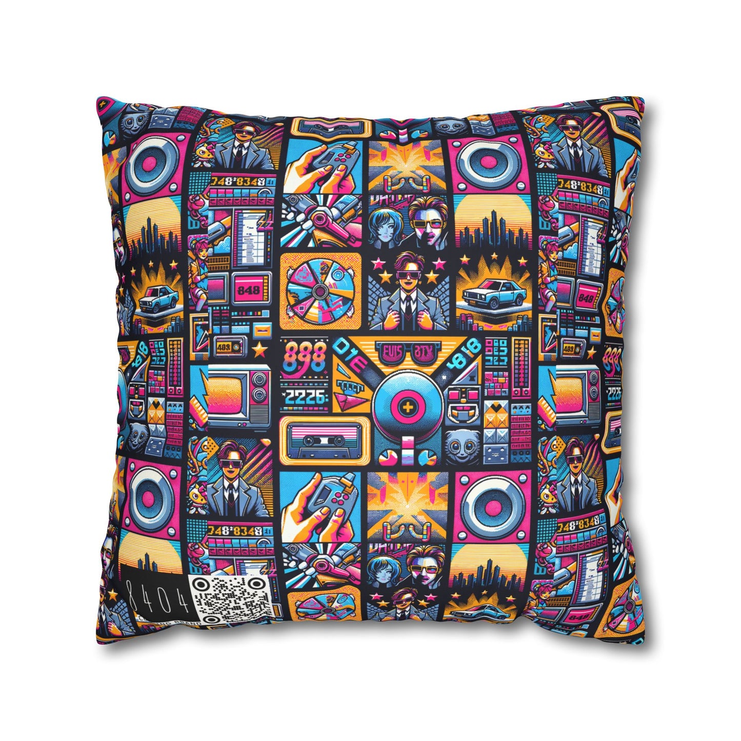 Digital Pop Culture Mashup Maximalist Pop Faux Suede Square Pillowcase - 8404 Design-52