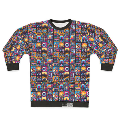 Digital Pop Culture Mashup Maximalist Pop Sweatshirt - 8404 Design-52