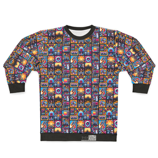 Digital Pop Culture Mashup Maximalist Pop Sweatshirt - 8404 Design-52