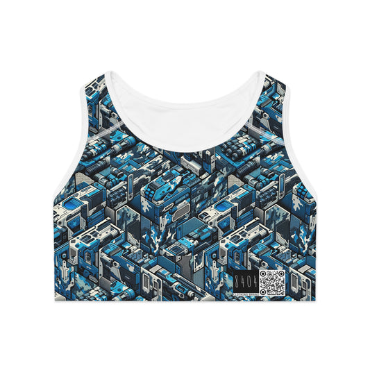 Tech Urban Camo Tech-Forward Streetwear With a Futuristic Military Edge Sports Bra - 8404 Design-51