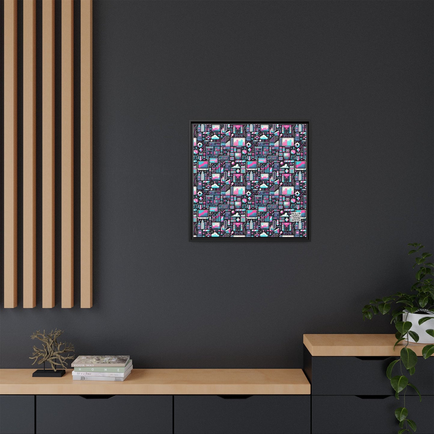 Digital Rebellion Youthful Streetwear with a Rebellious Digital Twist Matte Canvas, Framed (multi-color) - 8404 Design-71 A