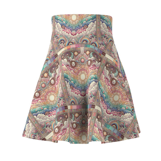 Digital Dreamland Whimsical and Nostalgic Streetwear With a Digital Twist Women's Skater Skirt - 8404 Design-56