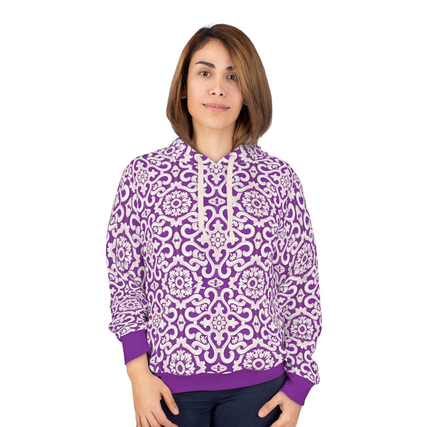 8404 Unisex Adult's "Elegant Mosaic" Fashion Pullover Hoodie in Violet