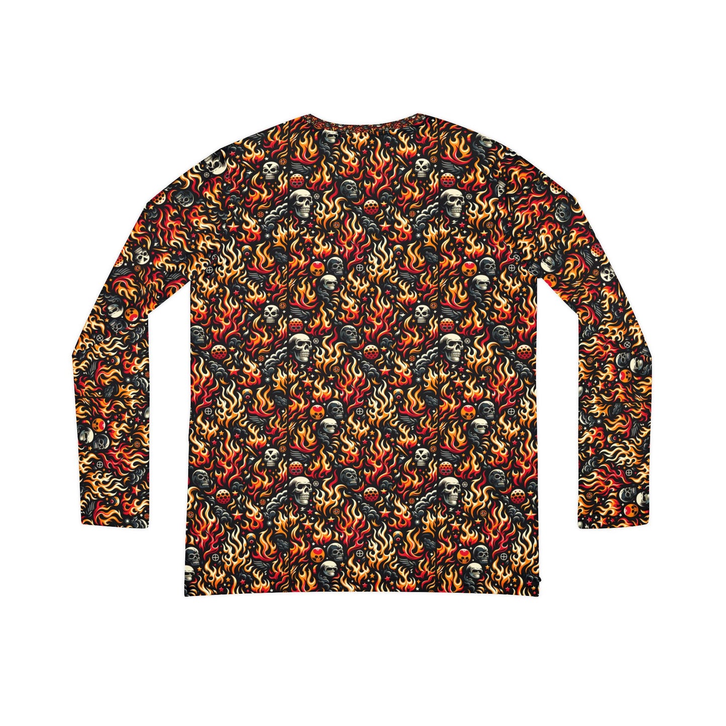 Flame Graphics Maximalist Streetwear Women's Long Sleeve V-Neck Shirt - 8404 Design-76