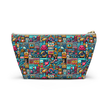 Digital Pop Culture Mashup Maximalist Pop Accessory Pouch W T-bottom - 8404 Design-47
