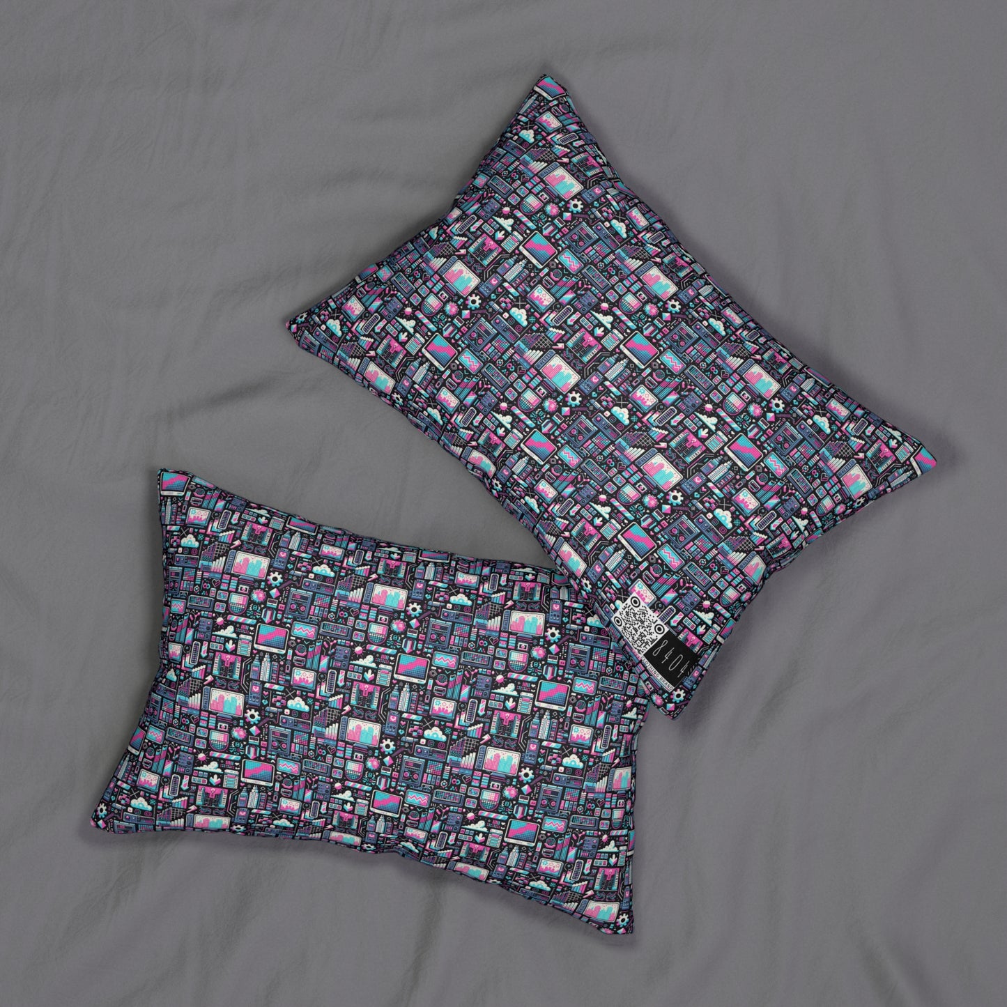 Digital Rebellion Youthful Streetwear with a Rebellious Digital Twist Spun Polyester Lumbar Pillow - 8404 Design-71 S