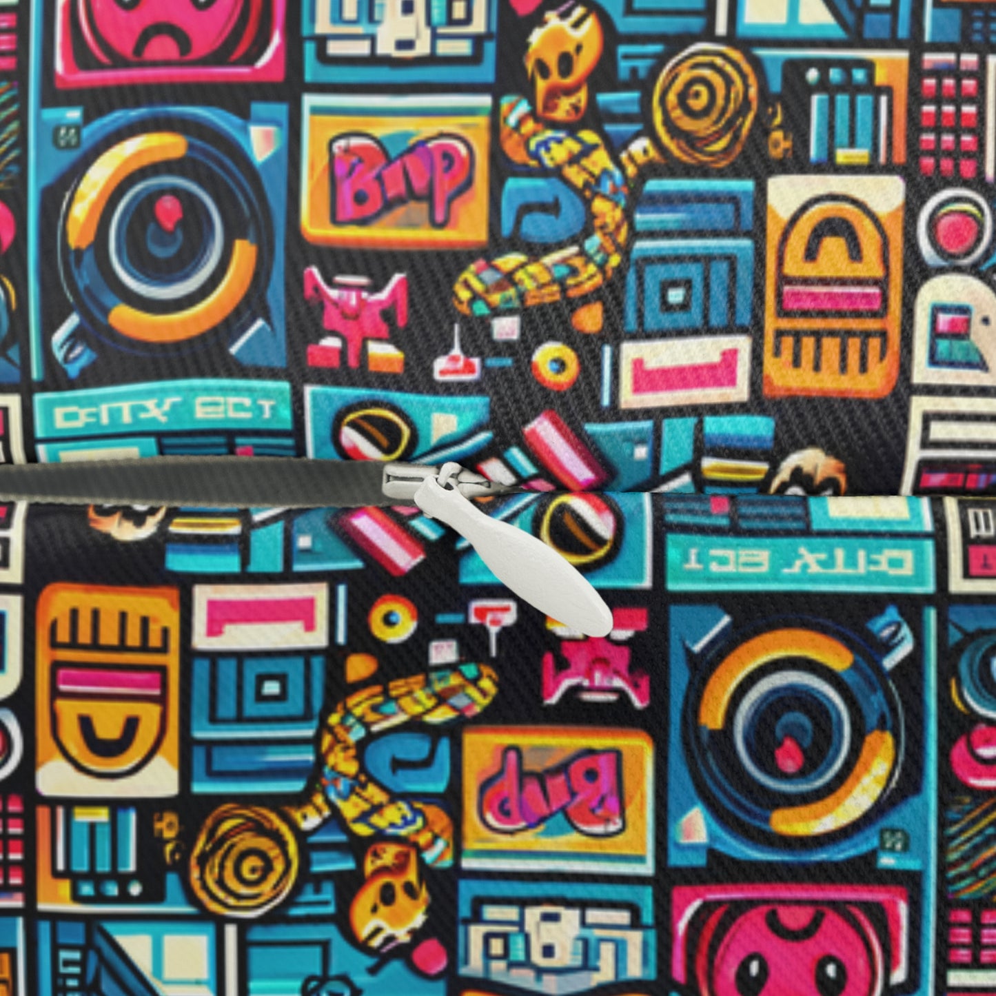 Digital Pop Culture Mashup Maximalist Pop Spun Polyester Lumbar Pillow - 8404 Design-47 B