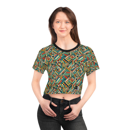 Abstract Graphic Art Modern Artistic Expression Crop Tee - 8404 Design-67