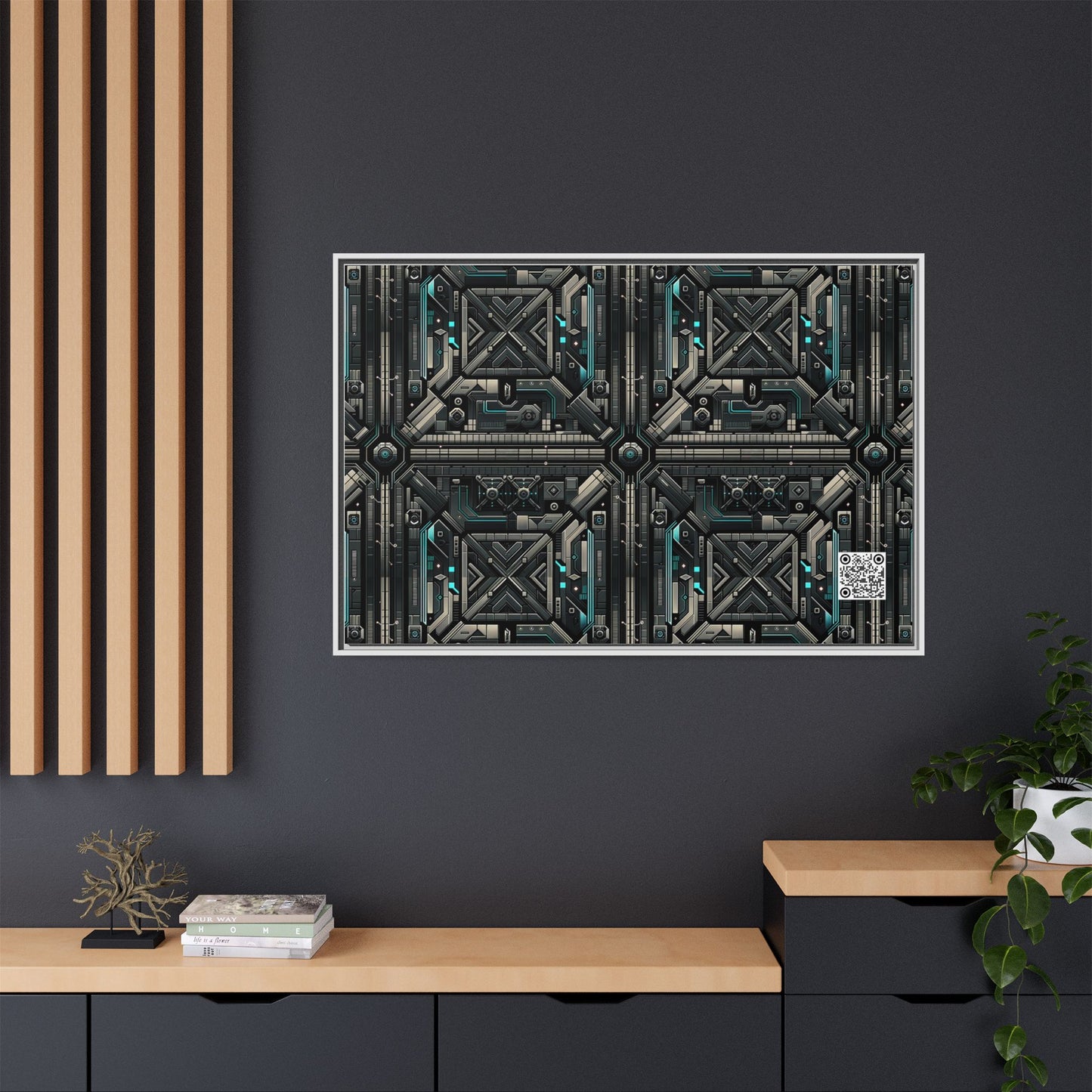 Tech Noir Futuristic Tech Aesthetic with a Dark Twist Matte Canvas, Framed (multi-color) - 8404 Design-59 A