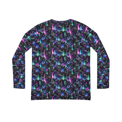 Tech Noir Graphics Futuristic Tech Aesthetics Women's Long Sleeve V-Neck Shirt - 8404 Design-55