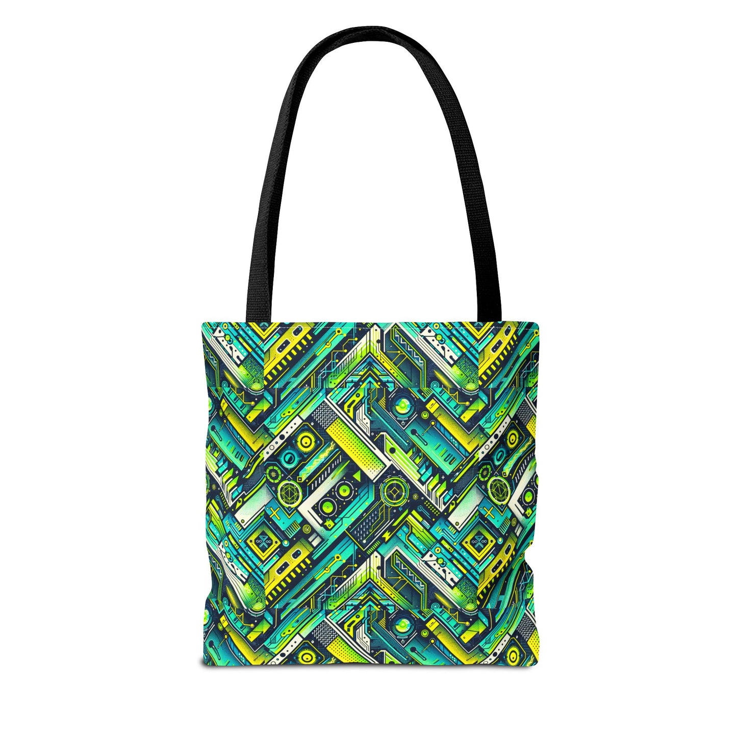 Tech-Infused Neon Tech-Forward Streetwear Tote Bag - 8404 Design-52
