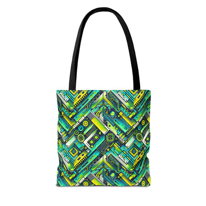 Tech-Infused Neon Tech-Forward Streetwear Tote Bag - 8404 Design-52