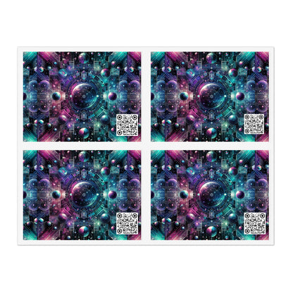 Galactic Hues Tech-Forward Cosmic Fusion Sticker Sheets - 8404 Design-59