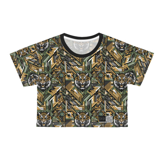 Neo-Camo Fusion Tech-Forward Streetwear Crop Tee - 8404 Design-58