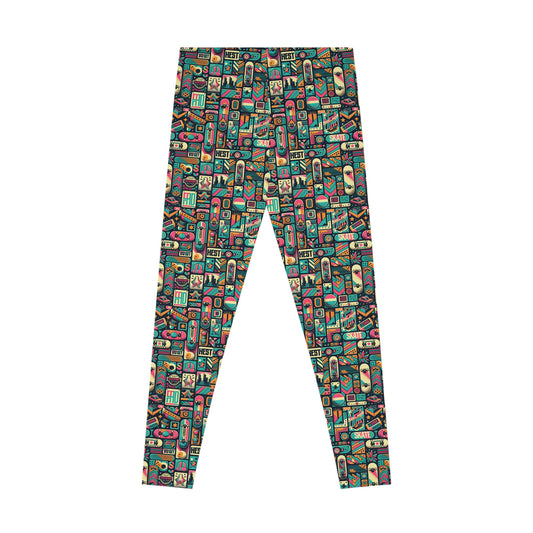 Skate Culture Revival Urban Retro Cool Stretch Leggings - 8404 Design-61