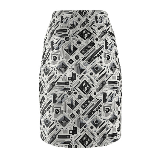 Tech Minimalism Minimalist Tech Women's Pencil Skirt - 8404 Design-72
