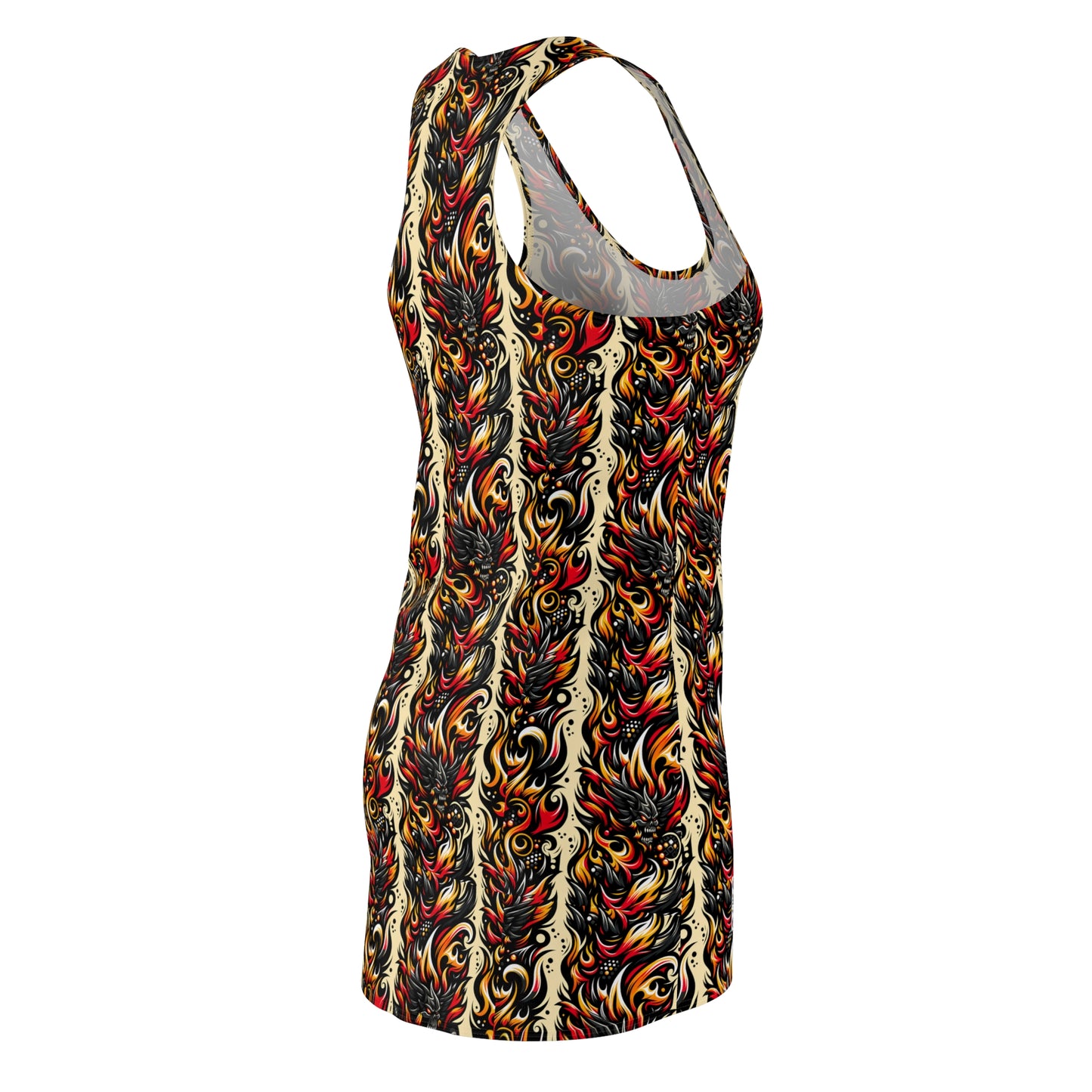 Flame Graphics Maximalist Streetwear Women's Cut & Sew Racerback Dress - 8404 Design-65