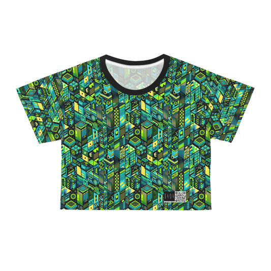 Tech-Infused Neon Tech-Forward Streetwear Crop Tee - 8404 Design-61