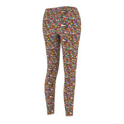 Neon Pop Playful Pop Culture Mashup Women's Cut & Sew Casual Leggings - 8404 Design-62