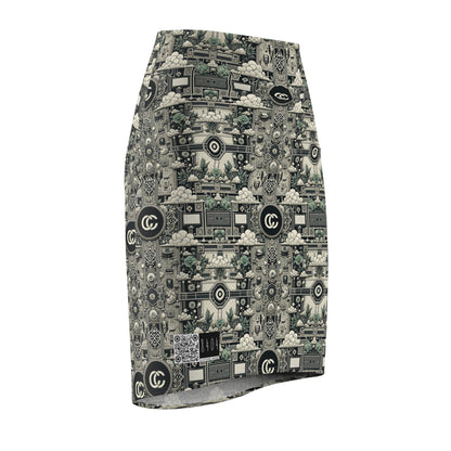 Cyber Garden Party Tech Garden Extravaganza Women's Pencil Skirt - 8404 Design-54