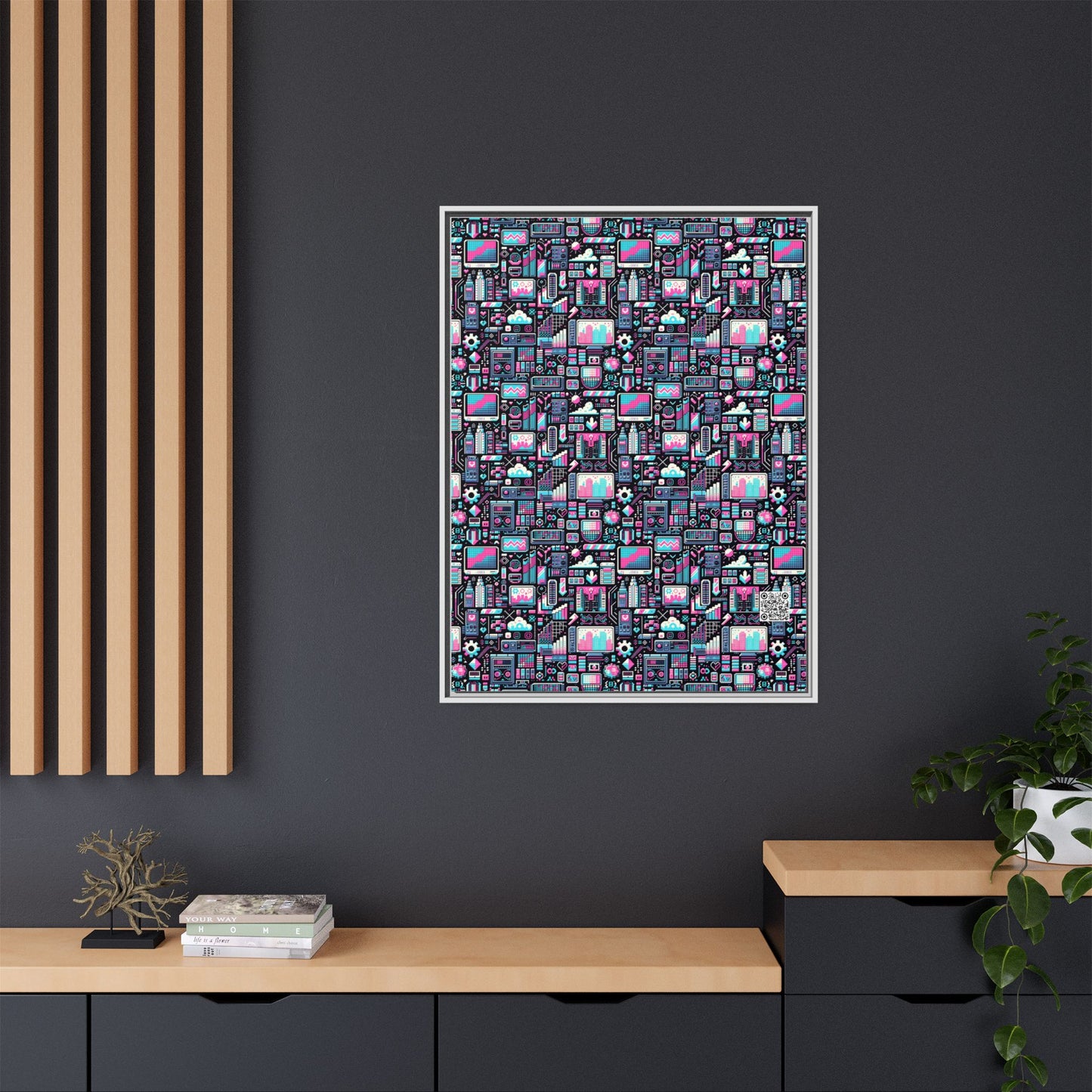 Digital Rebellion Youthful Streetwear with a Rebellious Digital Twist Matte Canvas, Framed (multi-color) - 8404 Design-71 A