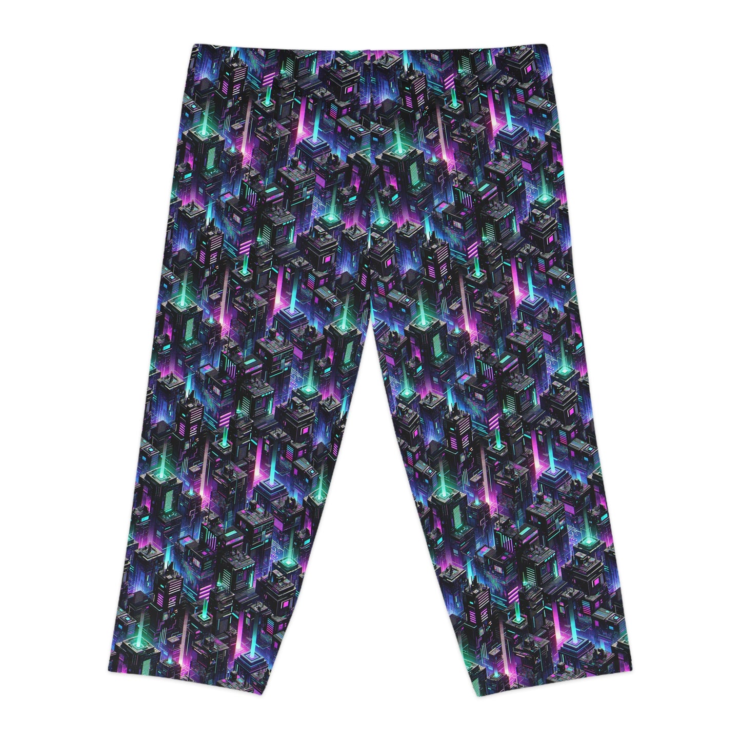 Tech Noir Graphics Futuristic Tech Aesthetics Women's Capri Leggings - 8404 Design-55