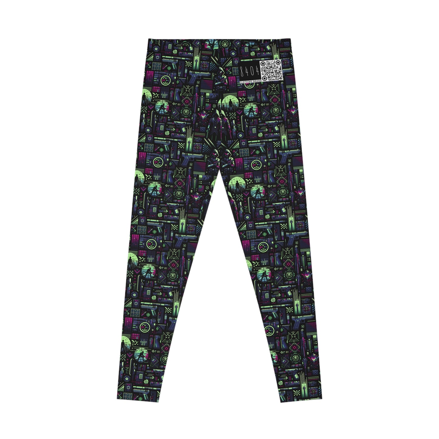 Tech Noir Futuristic Cyberpunk Stretch Leggings - 8404 Design-63