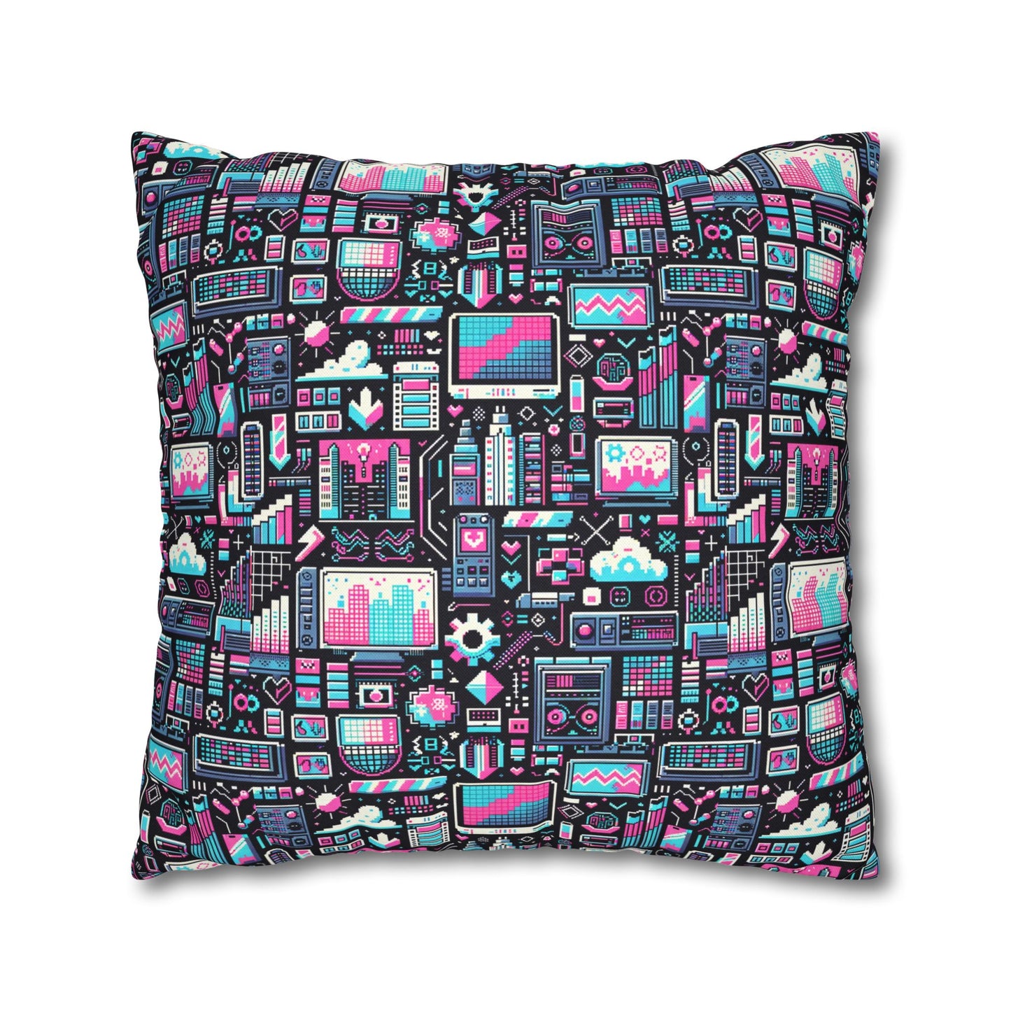 Digital Rebellion Youthful Streetwear with a Rebellious Digital Twist Spun Polyester Square Pillowcase - 8404 Design-71