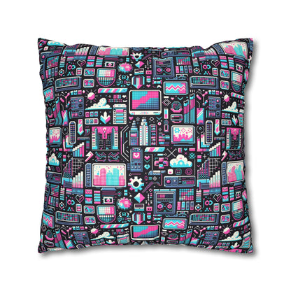 Digital Rebellion Youthful Streetwear with a Rebellious Digital Twist Spun Polyester Square Pillowcase - 8404 Design-71