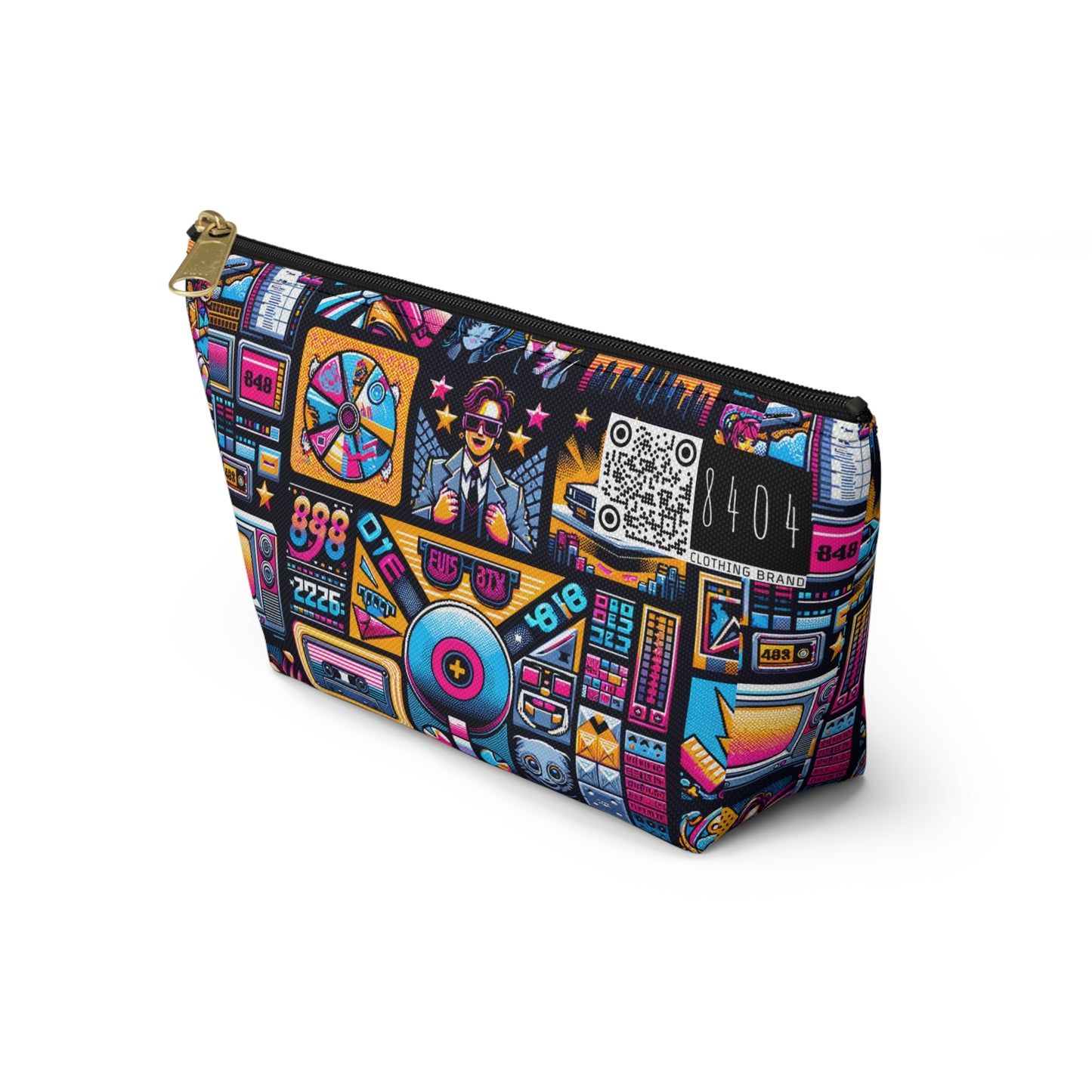 Digital Pop Culture Mashup Maximalist Pop Accessory Pouch W T-bottom - 8404 Design-52