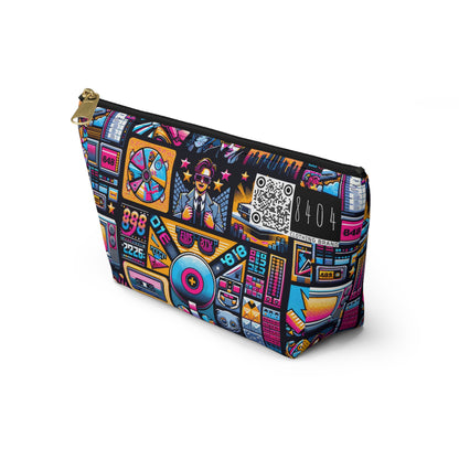Digital Pop Culture Mashup Maximalist Pop Accessory Pouch W T-bottom - 8404 Design-52