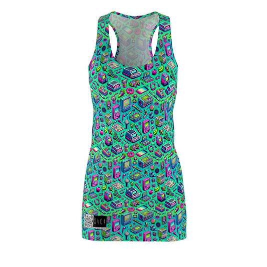 Y2k Revival Nostalgic Futurism Women's Cut & Sew Racerback Dress - 8404 Design-48