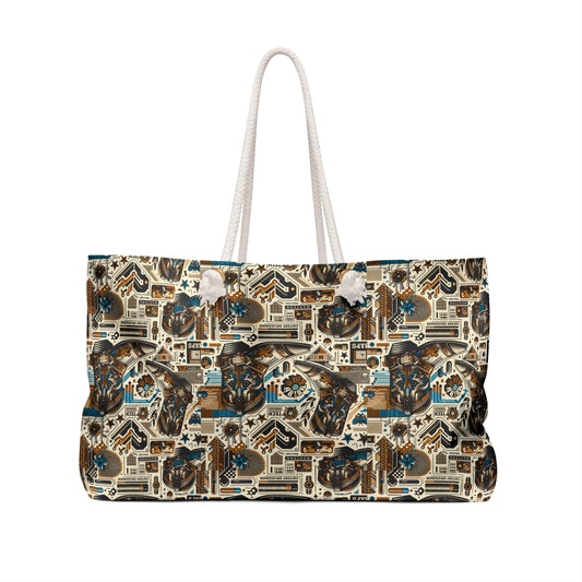 Digital Cowboy Chic Tech-Infused Western Fusion Weekender Bag - 8404 Design-45