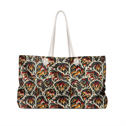 Fire & Flames Bold Streetwear Statement Weekender Bag - 8404 Design-57