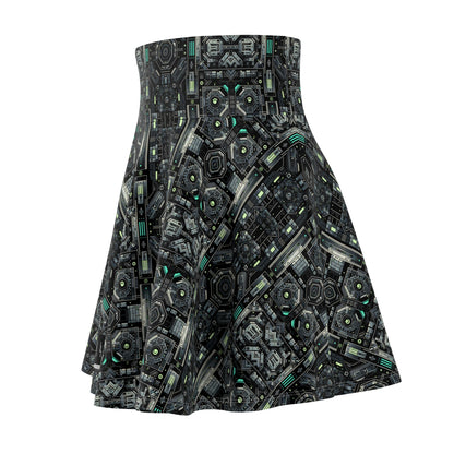 Tech Noir Tech-Forward Minimalism Women's Skater Skirt - 8404 Design-52