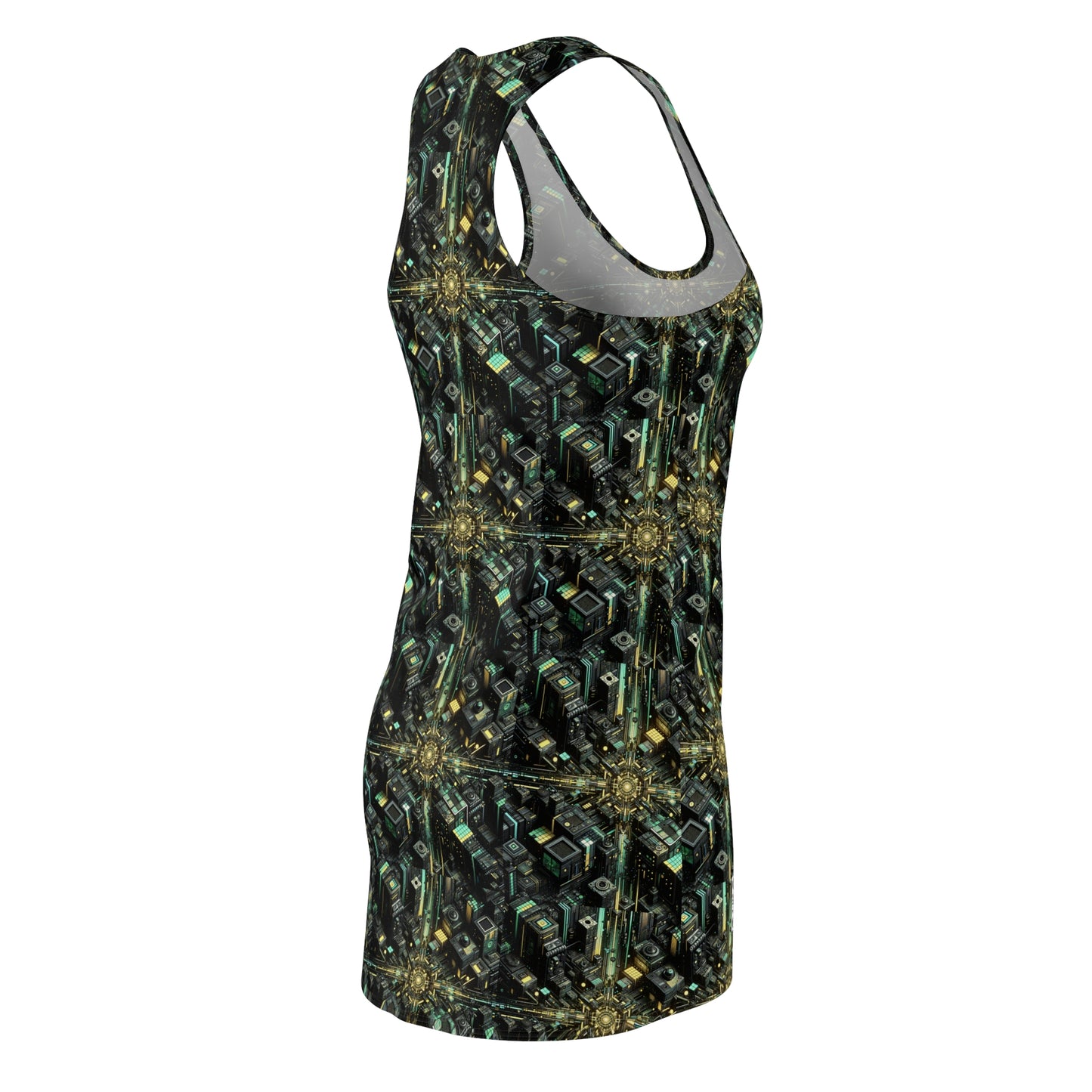 Tech Noir Graphics Tech-Inspired Streetwear Women's Cut & Sew Racerback Dress - 8404 Design-66