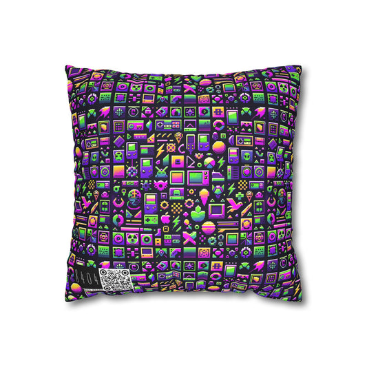 Digital Nostalgia Remix Modern Vintage Fusion Spun Polyester Square Pillowcase - 8404 Design-49