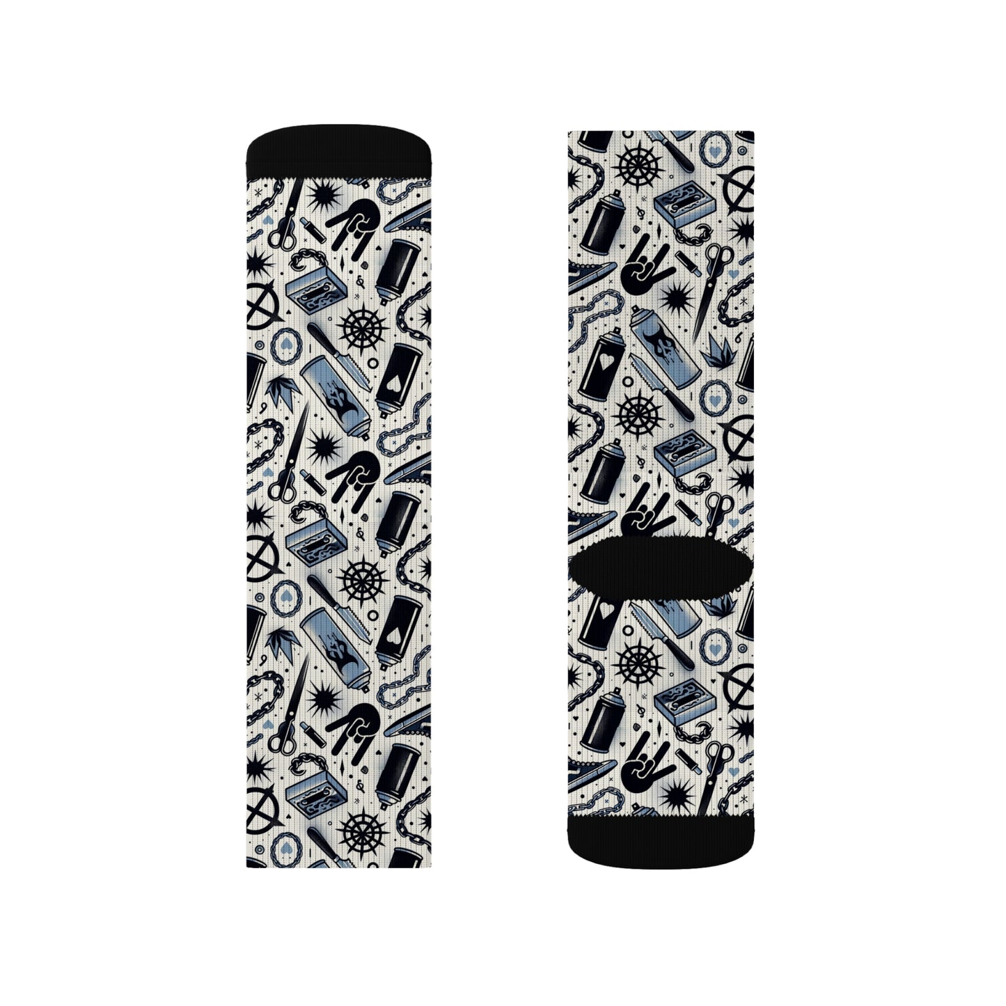 Cultural Rebellion Graphics Edgy and Rebellious With a Hint of Nostalgia Sublimation Socks - 8404 Design-57