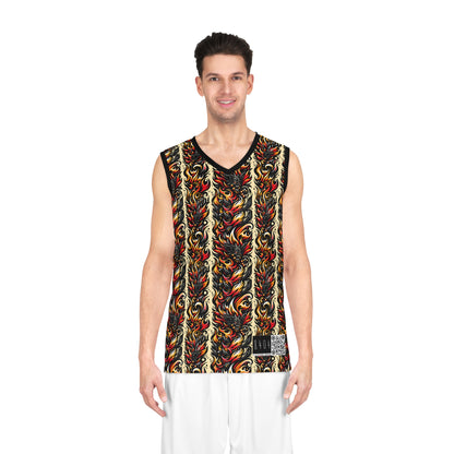 Flame Graphics Maximalist Streetwear Basketball Jersey - 8404 Design-65