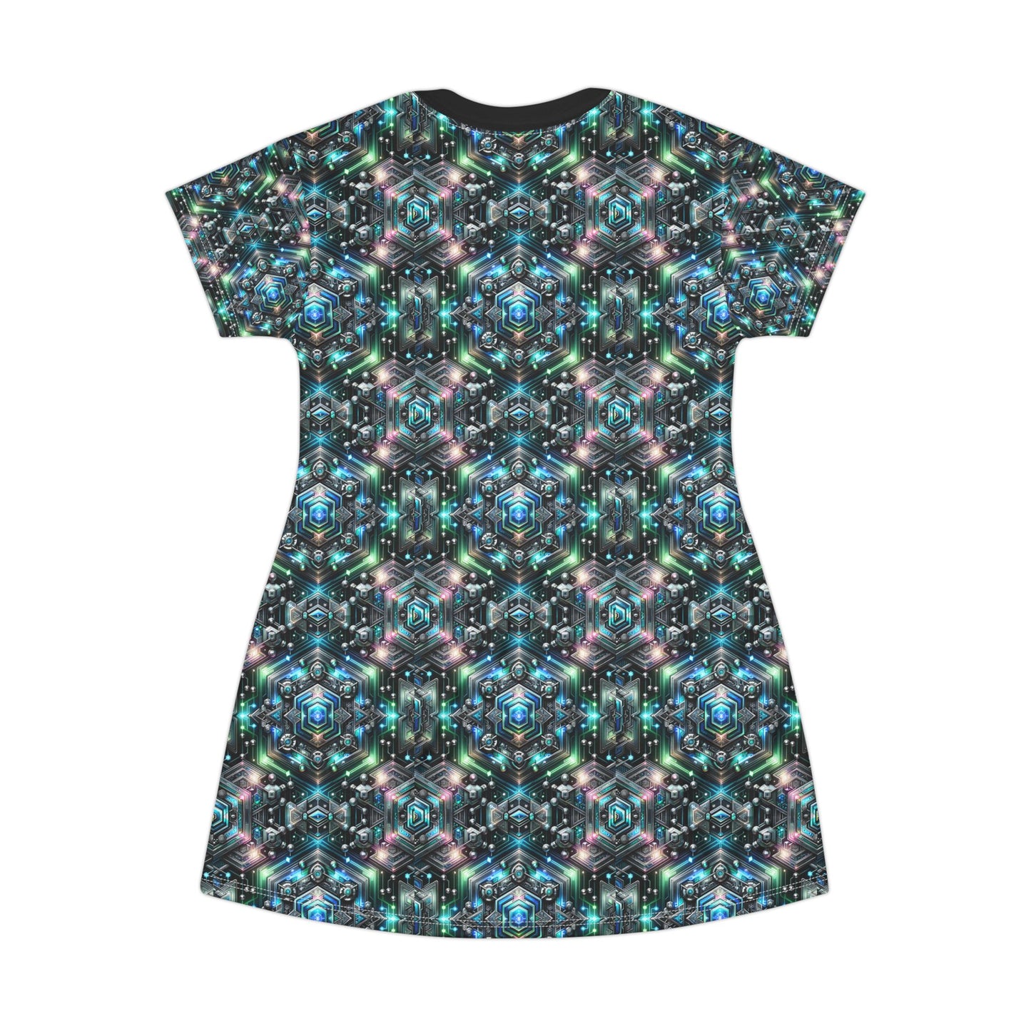Tech-Infused Futurism Futuristic Tech T-Shirt Dress - 8404 Design-63