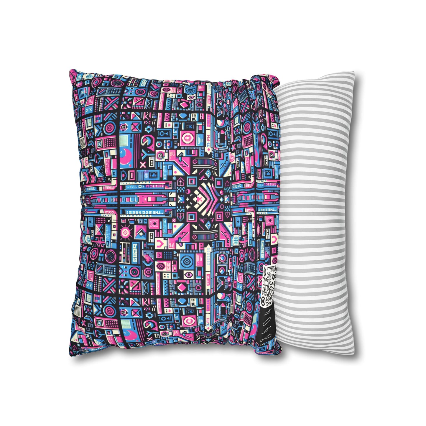 Digital Rebellion Youthful Streetwear with a Rebellious Digital Twist Faux Suede Square Pillowcase - 8404 Design-65