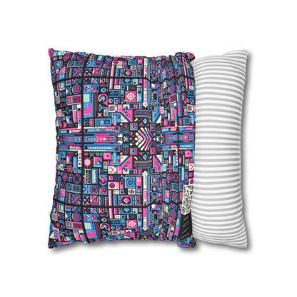 Digital Rebellion Youthful Streetwear with a Rebellious Digital Twist Faux Suede Square Pillowcase - 8404 Design-65