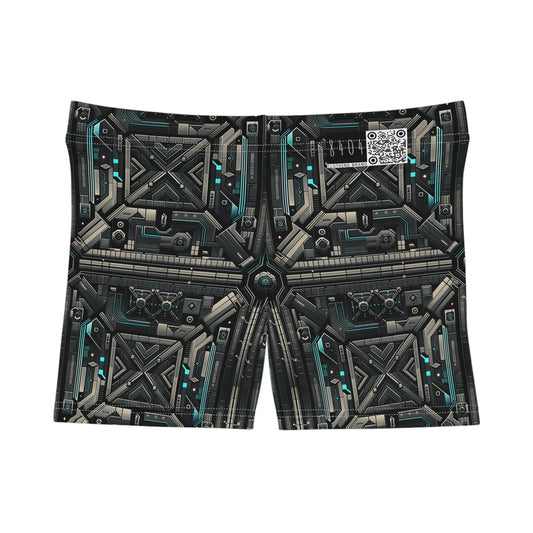 Tech Noir Futuristic Tech Aesthetic with a Dark Twist Women's Shorts - 8404 Design-59