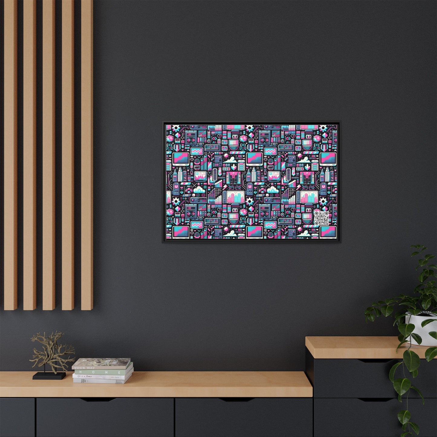 Digital Rebellion Youthful Streetwear with a Rebellious Digital Twist Matte Canvas, Framed (multi-color) - 8404 Design-71 A