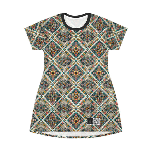 Cultural Fusion Tech Blend of Cultural Heritage With Tech-Inspired Elements T-Shirt Dress - 8404 Design-64